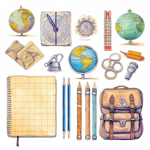 School supplies on a white background The concept of the new school year Generative AI