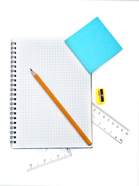 School supply set isolated on the white