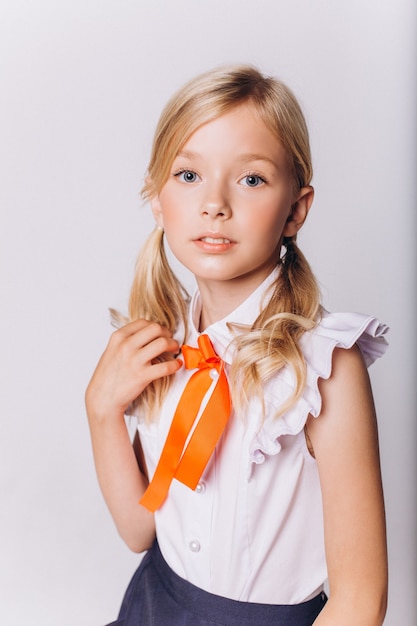 School teenage girl in school uniform