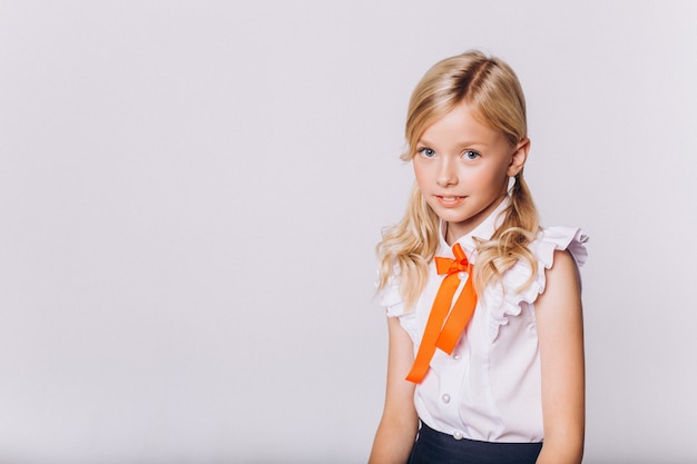 School teenage girl in school uniform