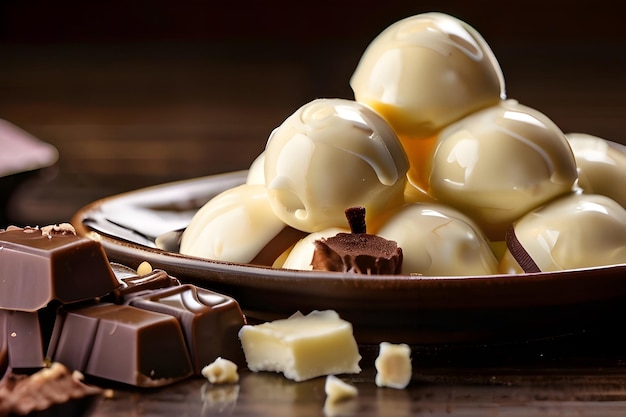 School truffles in melted hot white chocolate world chocolate day