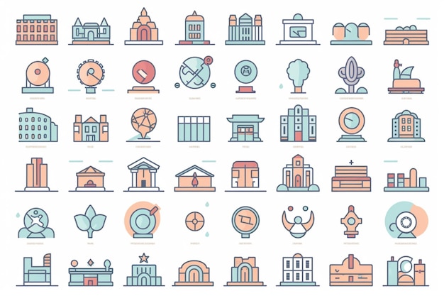 School and University Vector Flat Line Icons Set Study Learning Knowledge Chemistry Globe Clas