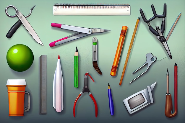 School utensil background Generative Ai