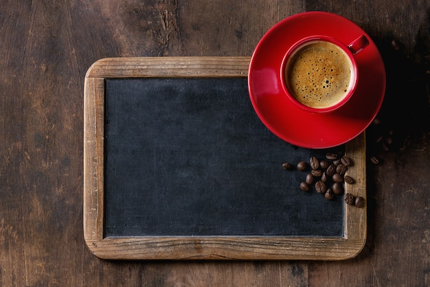 Foto schoolbord en koffie