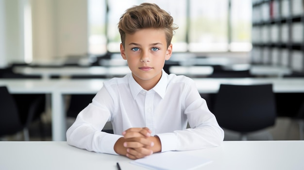 Schoolboy at the desk Concept back to school