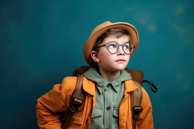 schoolboy with backpack is ready to go to school for education back to school concept