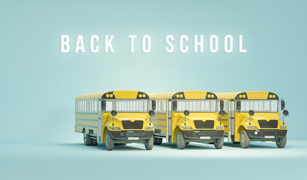 Schoolbus geïsoleerd op pastel achtergrond concept van terug naar school gaan 3d render