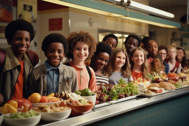 Photo a schoolchild in the school cafeteria time of lunch break peculiarities of the school meal snack