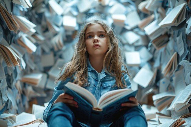 Foto schoolconcept jong kind leren op school essentie van onderwijs groei ontwikkeling binnen de klasomgeving bevordering van nieuwsgierigheid kennis en academisch succes