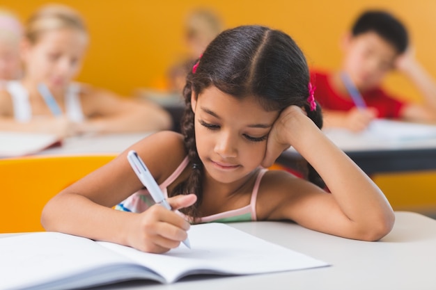 Schoolgirl doing her homework