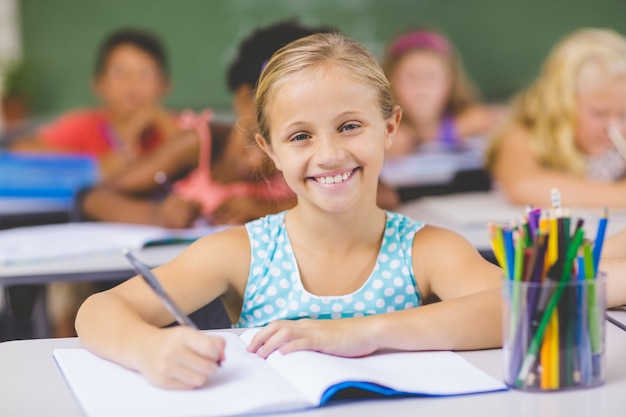 Schoolgirl doing her homework