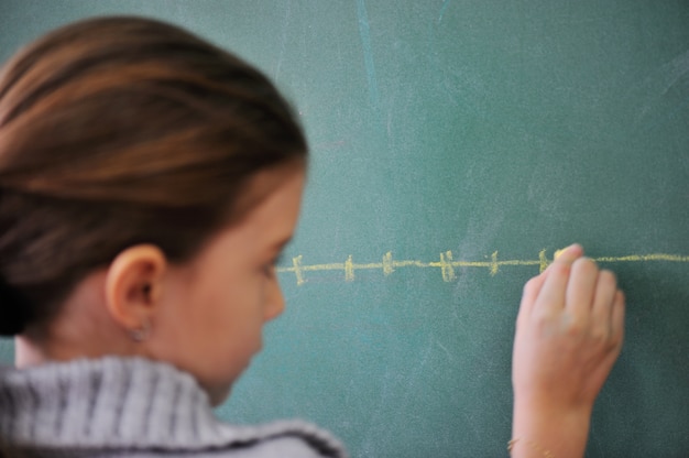 Schoolgirl draws a graph