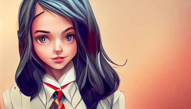 Photo a schoolgirl girl in anime style