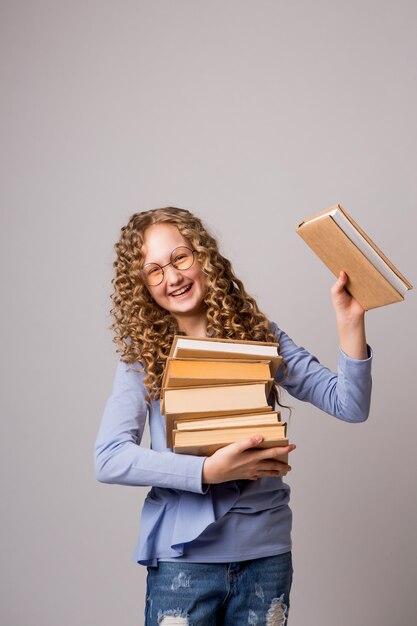 schoolgirl with books