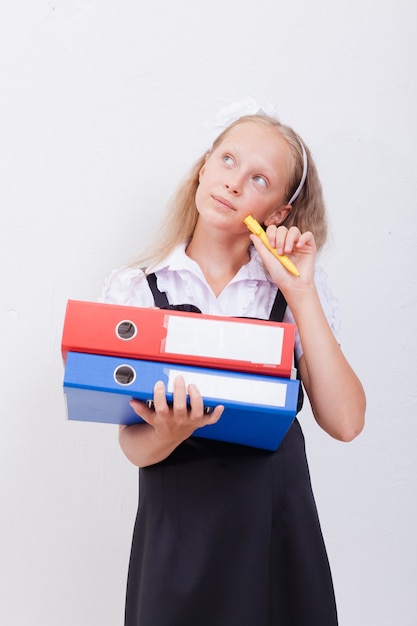 Schoolgirl with folders