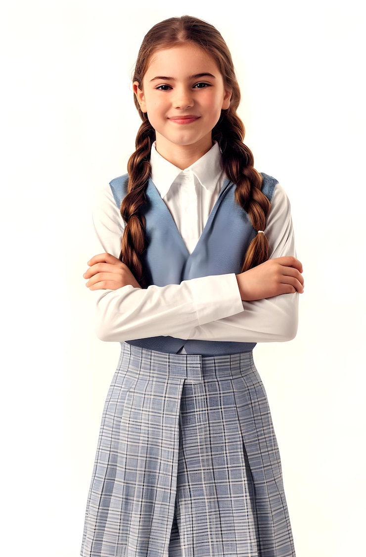 Premium Photo | A schoolgirl with long hair wearing a school uniform