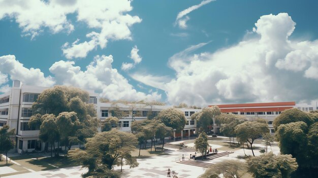 Photo the schools campus and some clouds are seen from the areal view