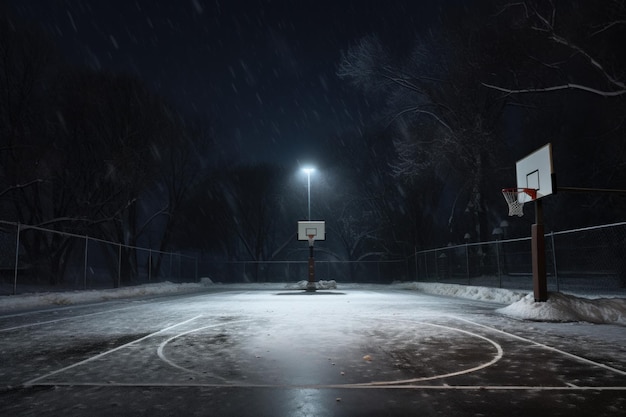 Schoon basketbalveld buiten winter Score straat Genereer Ai