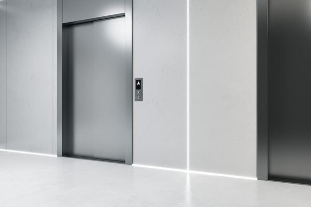Schoon beton interieur met liften Lift lobby en start-up concept 3D Rendering