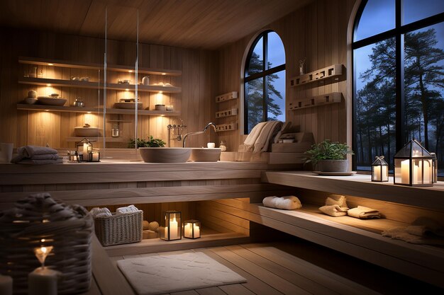 Schoon sauna-interieur