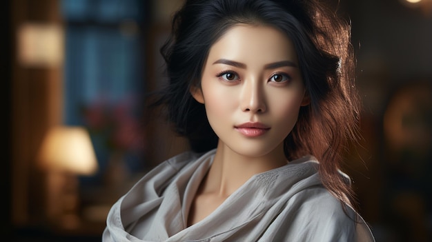 Foto schoonheid aziatische vrouw gezicht portret van aziatische vrouw