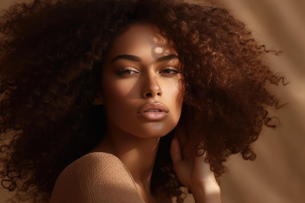 Schoonheid portret van afro-amerikaans meisje met natuurlijke make-up