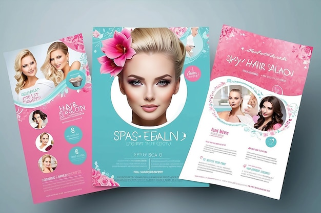 Schoonheid spa kapsalon print klaar flyer sjabloon ontwerp