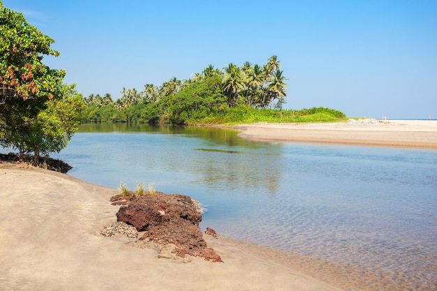 Schoonheidslagune en strand in goa, india