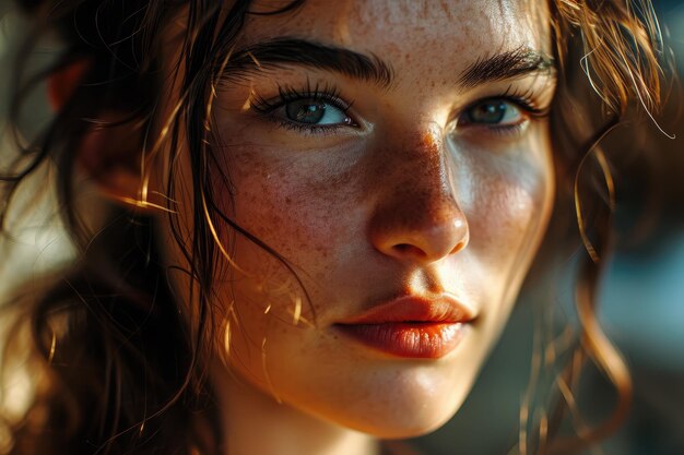 Foto schoonheidsportret van een jonge vrouw met natuurlijke make-up