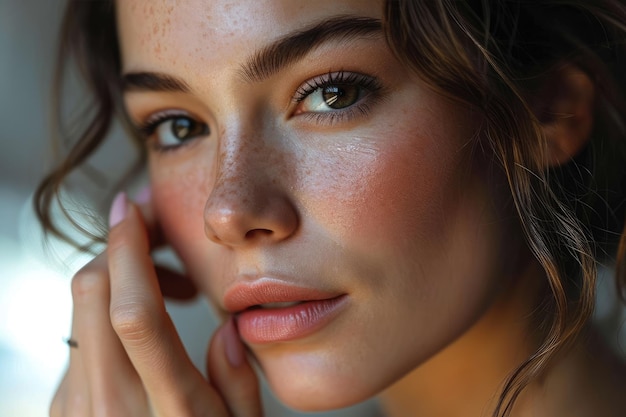 Foto schoonheidsportret van een jonge vrouw met natuurlijke make-up