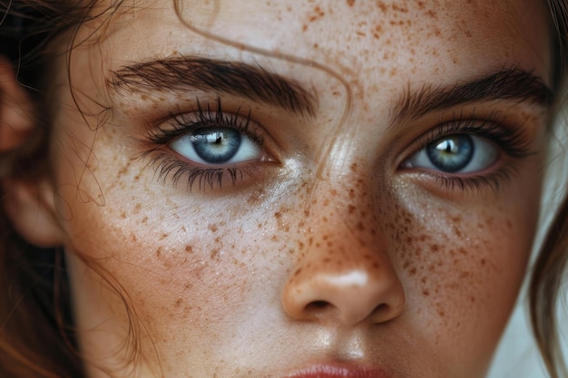 Schoonheidsportret van een vrouwelijk gezicht met natuurlijke huid