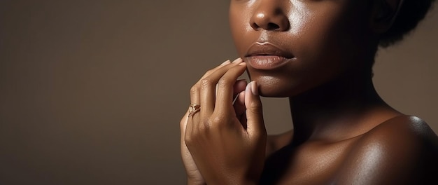 Schoonheidsportret van jonge afro-amerikaanse vrouw met perfecte skingeneratieve ai