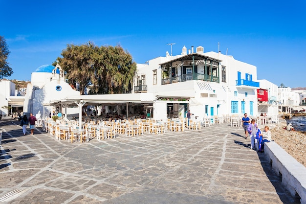 Schoonheidsrestaurant op het eiland Mykonos. Mykonos is een eiland, onderdeel van de Cycladen in Griekenland.