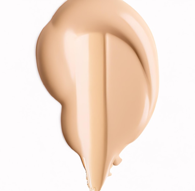 Schoonheidsstaal en cosmetica textuur beige vloeibare cosmetische foundation smudge geïsoleerd op witte achtergrond generatieve AI