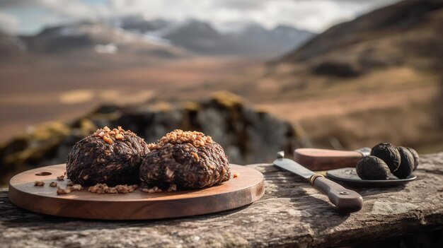 Foto schotse haggis in highland-atmosfeer