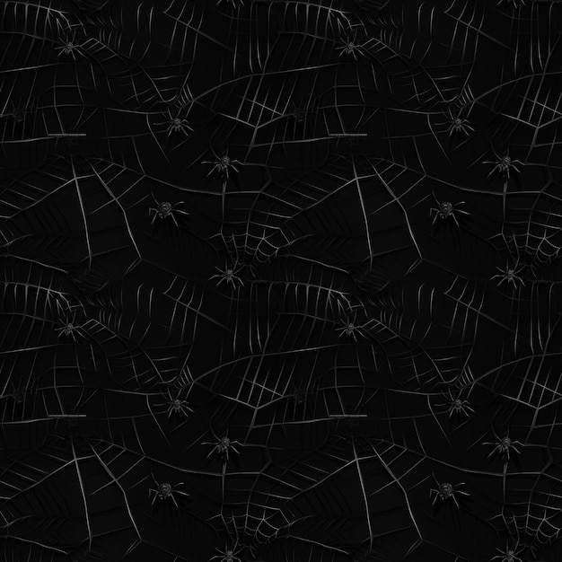 Schrikwekkend naadloos patroon met Black Widow Spider Dark Horror Mockup Scary Cobweb Tile