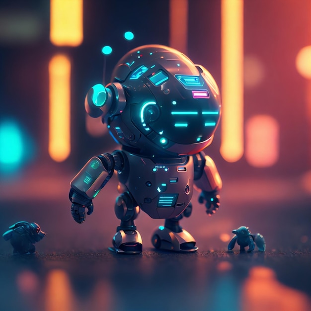 A sci fi cute robot illustration