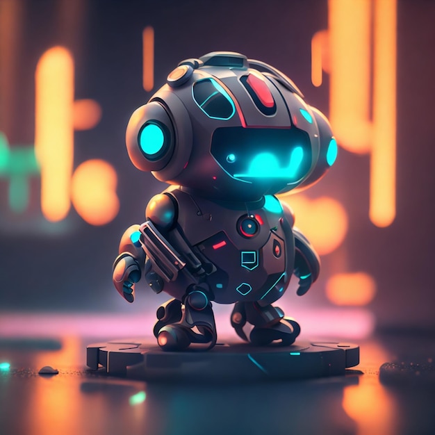 A sci fi cute robot illustration