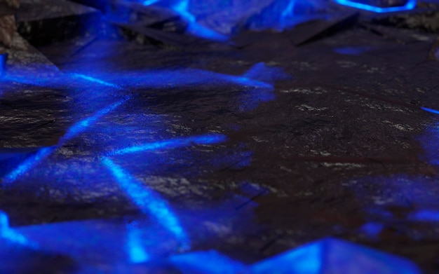 Научно-фантастический футуристический технологический фон с неоновым светом 3d-рендеринга иллюстрации