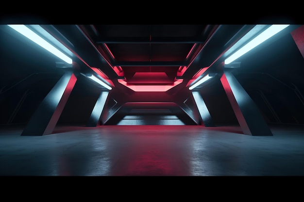 Sci Fi futuristische ondergrondse tunnel Ai Neon Glowing Parking