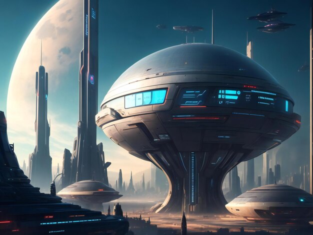 Foto sci fi futuristische stad