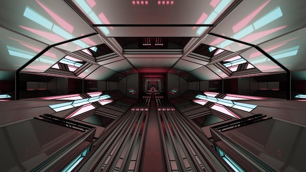 Sci fi geometric hallway 4K UHD 3D illustration