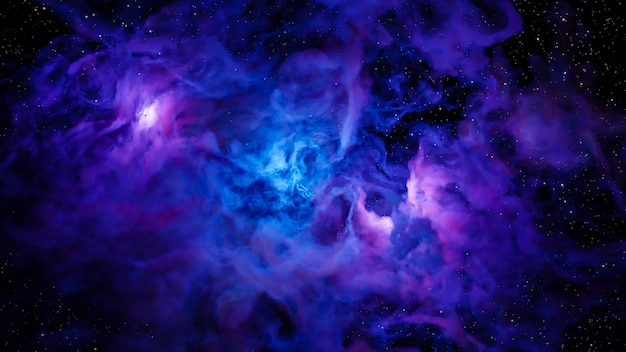 Научно-фантастический пейзаж в стиле киберпанк 3d визуализации, фэнтезийная вселенная и фон облака галактики.