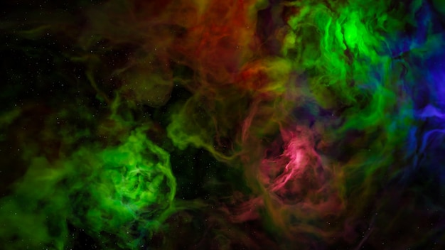Научно-фантастический пейзаж в стиле киберпанк 3d визуализации, фэнтезийная вселенная и фон облака галактики.