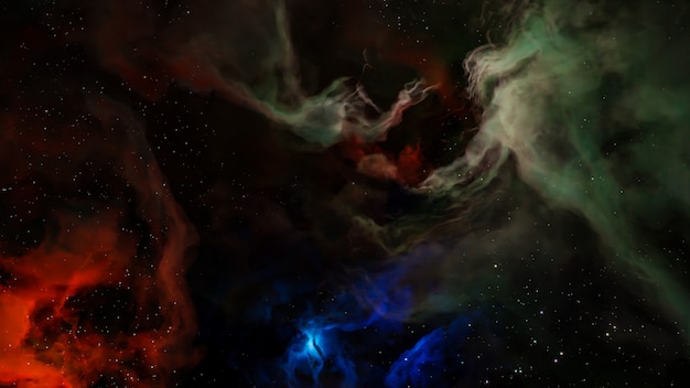 Foto sci fi landschap cyberpunk stijl 3d render, fantasy universum en galaxy cloud achtergrond.