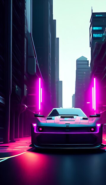 Sci fi virtual reality cyberpunk style 3d render car background