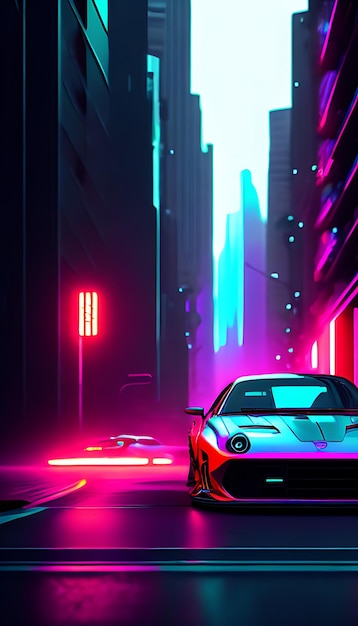 Sci fi virtual reality cyberpunk style 3d render car background