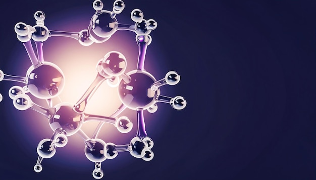 Научный фон с моделью молекулы и атома Абстрактная наномолекулярная структура