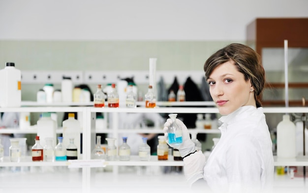 science chemistry classes with young student woman in labaratory