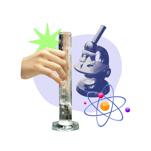 Science education hand png creative remix transparent background